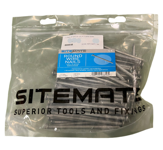 Sitemate Round Wire Nails 125 x 5.6mm Galvanised 2.5KG