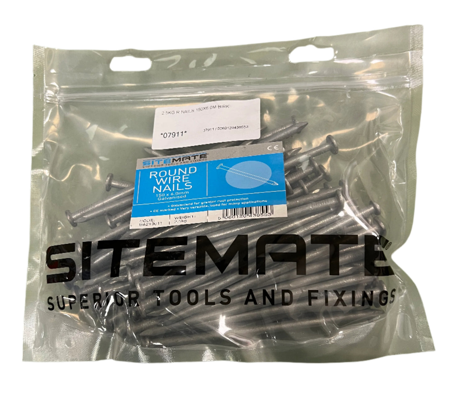 Sitemate Round Wire Nails 150 x 6.0mm Galvanised 2.5KG