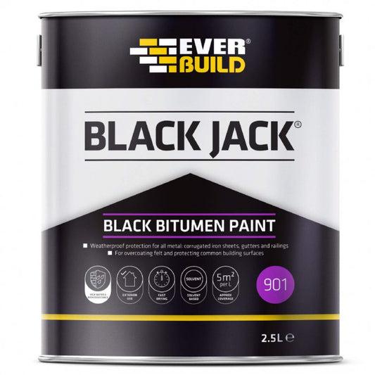 Ever Build Black Jack Black Bitumen Metal Paint 2.5L