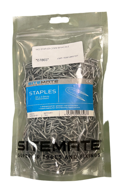 Sitemate Galvanised Staples 20 x 2.0mm 1kg