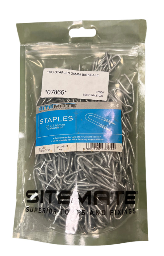Sitemate Galvanised Staples 25 x 2.65mm 1kg