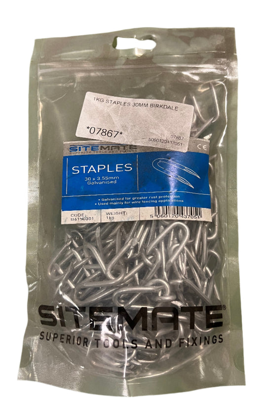 Sitemate Galvanised Staples 30 x 3.55mm 1kg