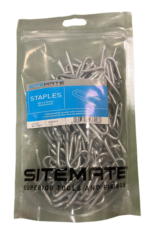 Sitemate Galvanised Staples 40 x 4.0mm 1kg
