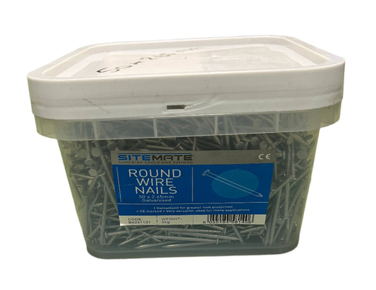 Sitemate galvanised Round Wire Nails Various Sizes 5KG Tubs