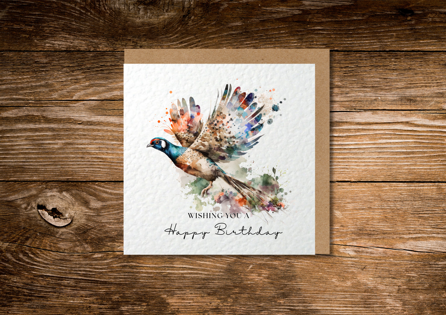 Flying Pheasant Birthday Card
