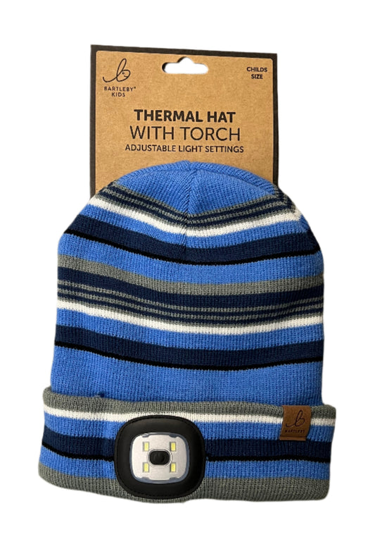 Bartleby Kids Striped Thermal Hat With Torch