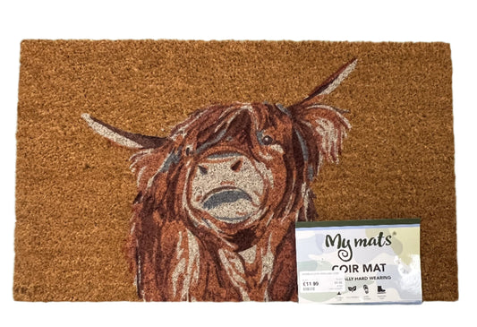 My Mats Coir Doormat Printed Highland Cow 45x75cm
