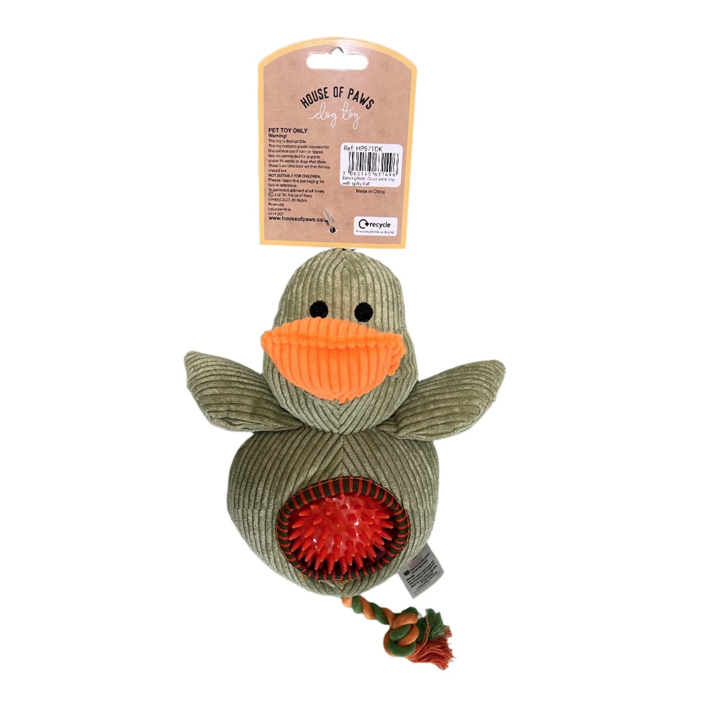 House of Paws Cord Duck Dual Activity Dog Toy