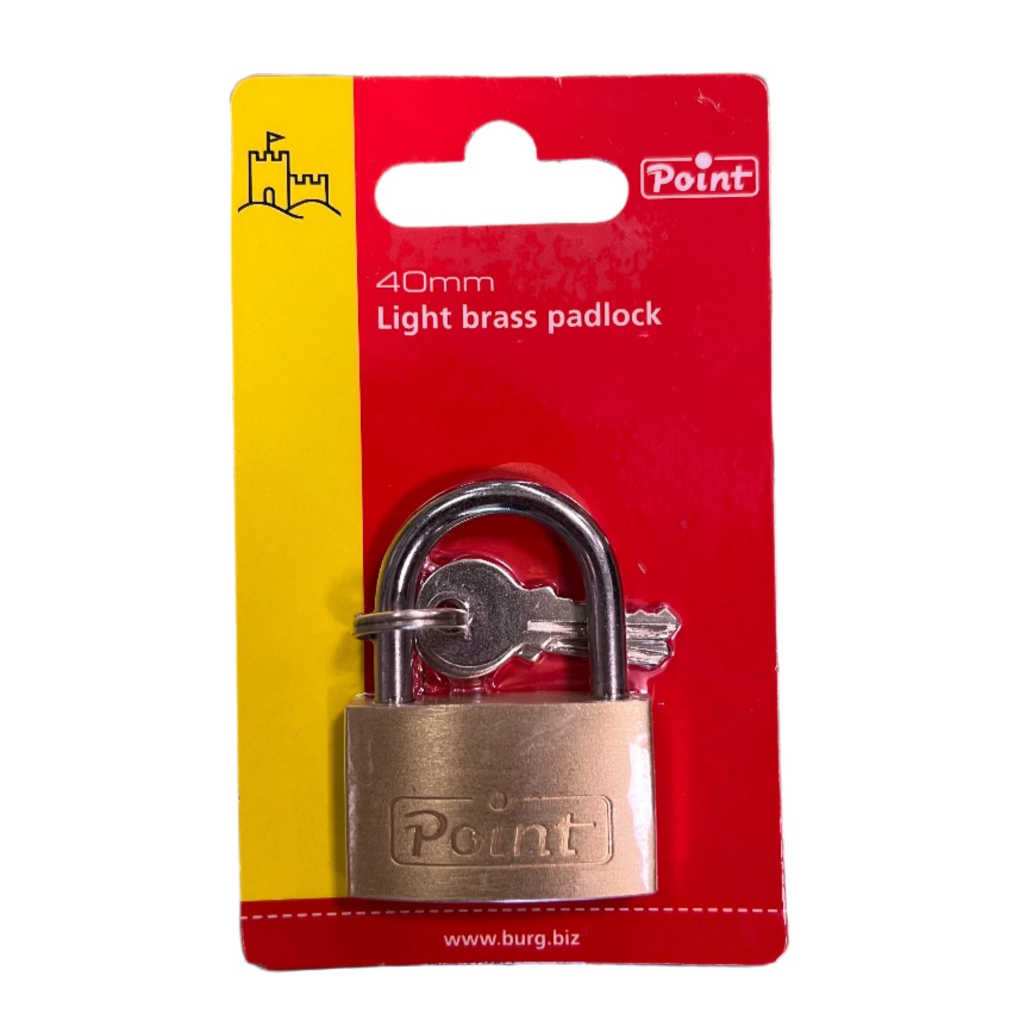 Point Light Brass Padlock 40mm with Keys