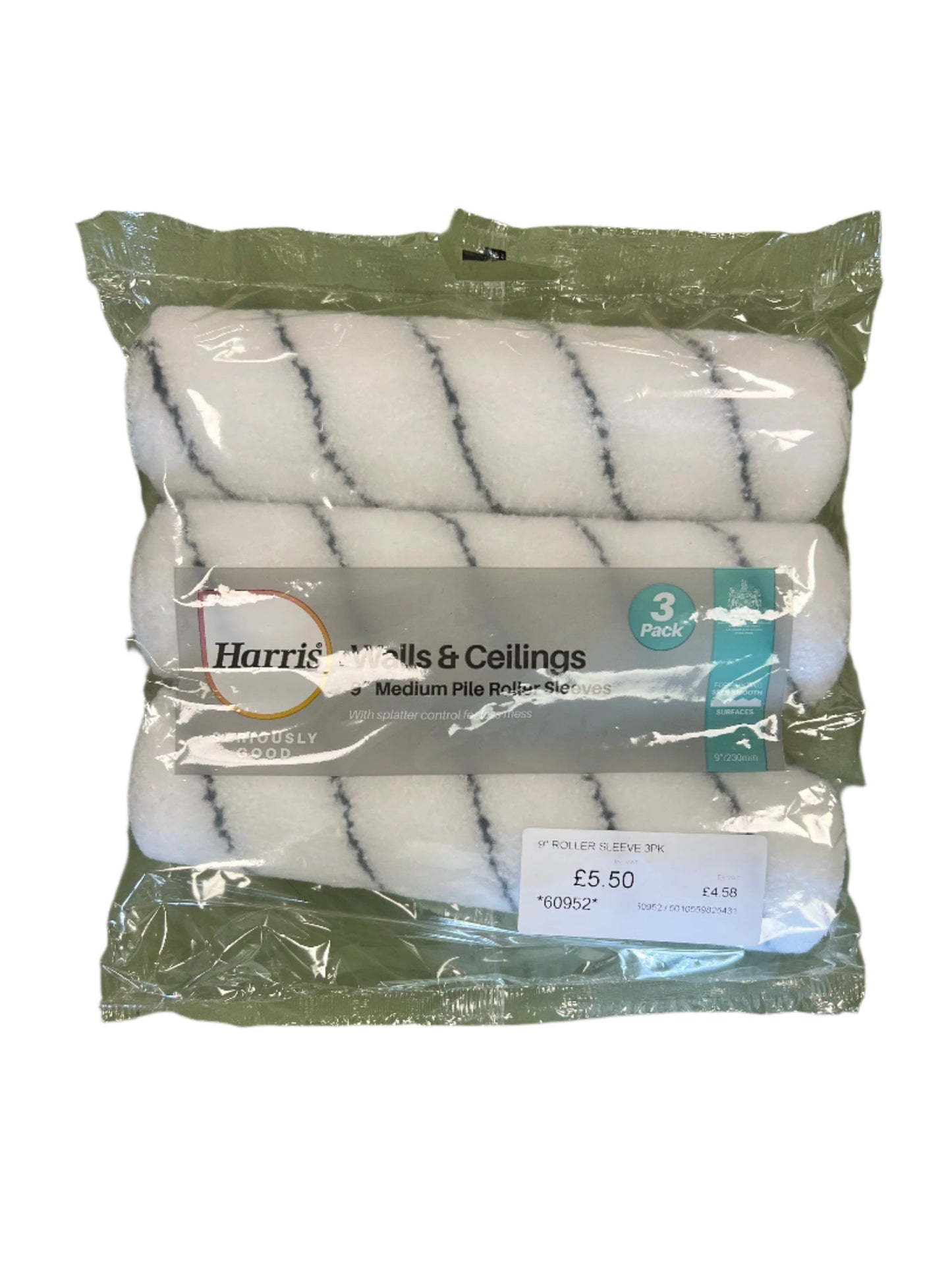 Harris 3 Pack 9" Medium Pile Roller Sleeves For Walls & Ceilings