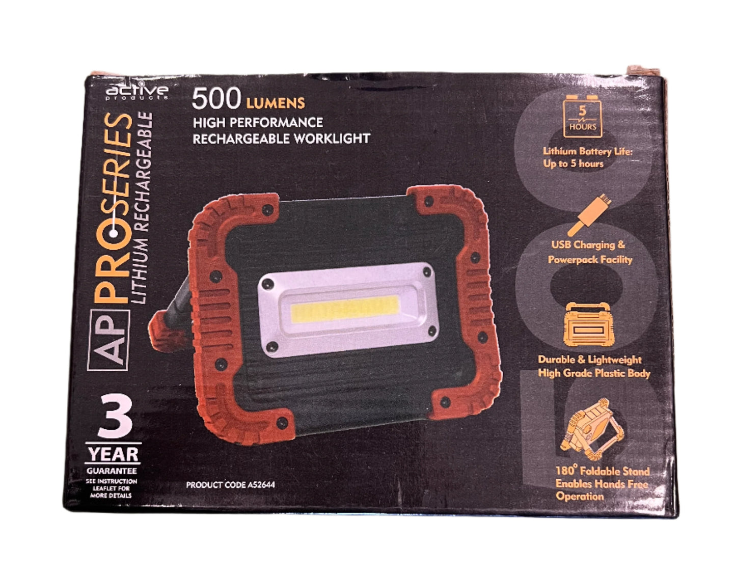 Ap Pro Series 500 Lumens High Performance Rechargeable Work Light