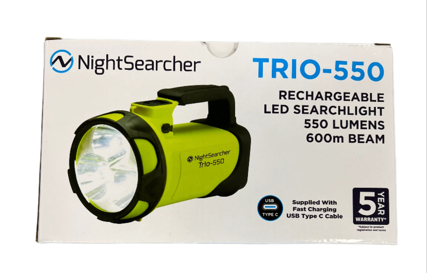 Trio 550 Rechargeable LED Searchlight 550 Lumens 600M Beam