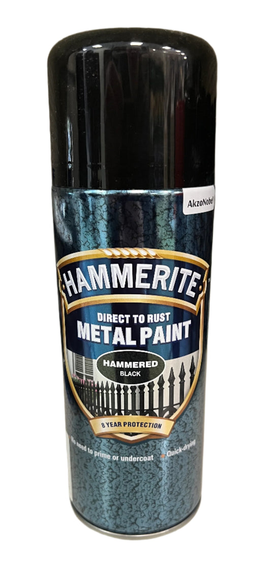 Hammerite Aerosole Hammered Black Finish Direct To Rust Paint 400ML