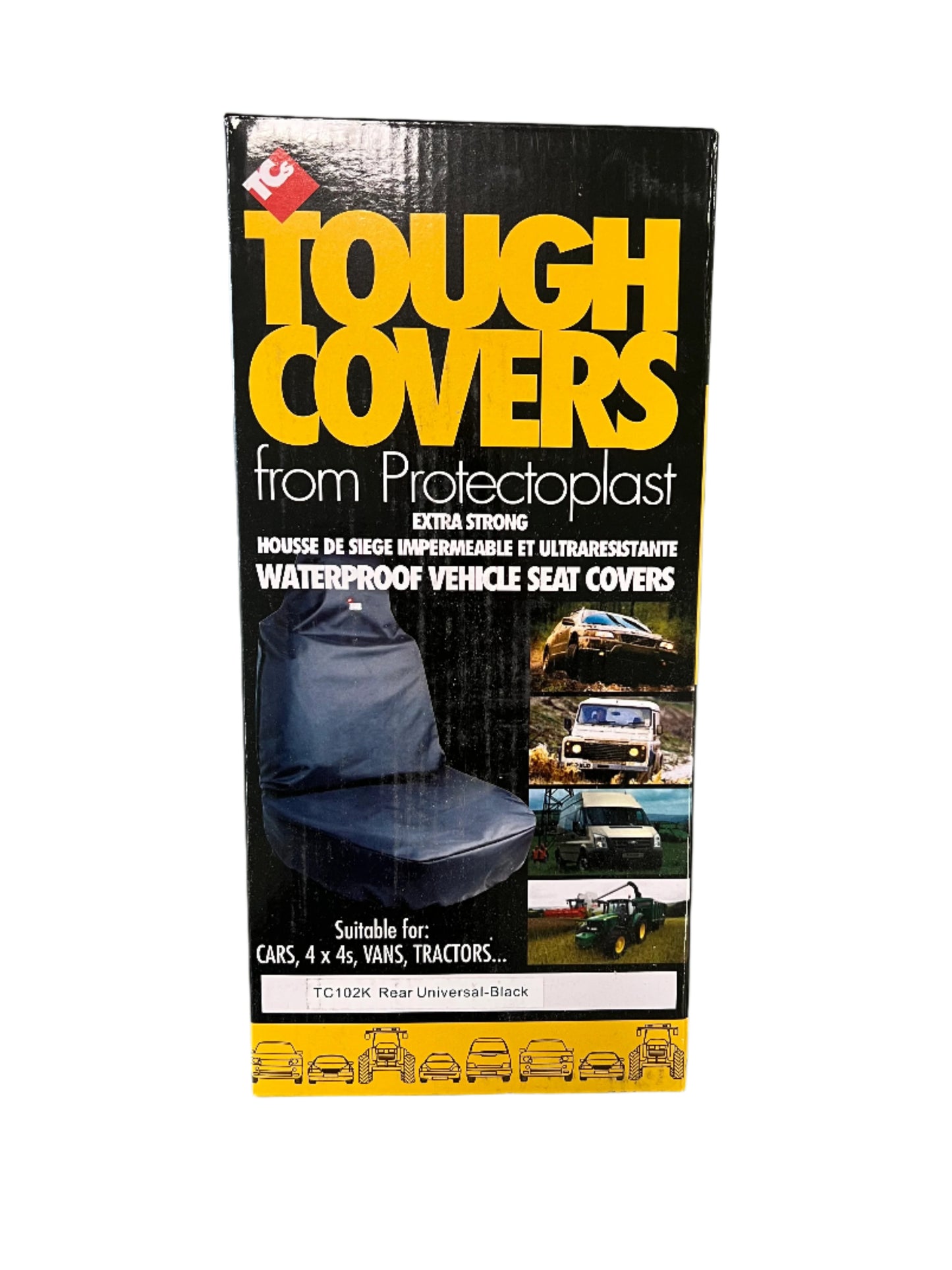 Protectoplast Tough Covers Rear Universal Waterproof Seat Cover Black