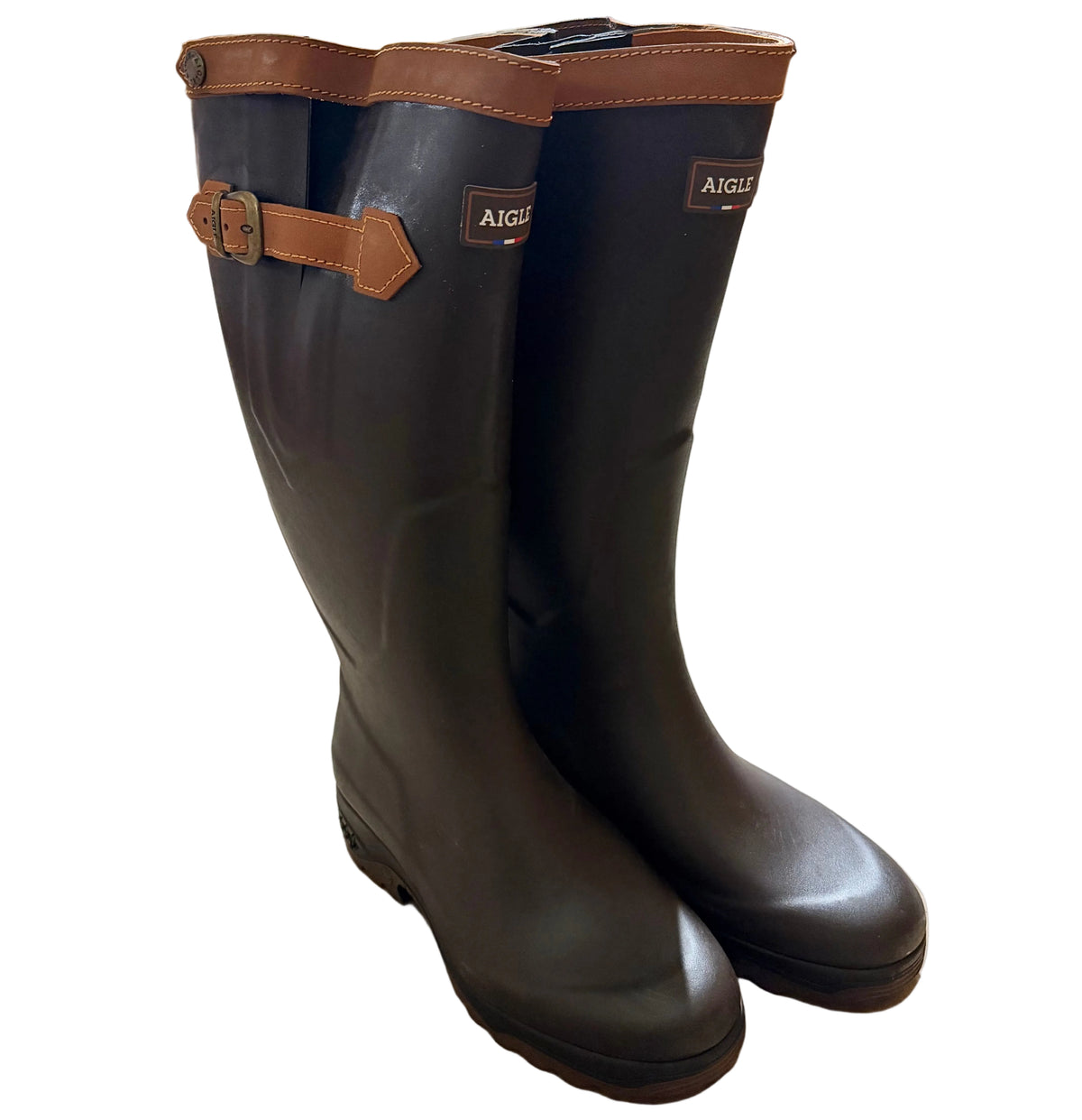 Aigle Parcours 2 Signature Leather Lined Wellington Boots Brown