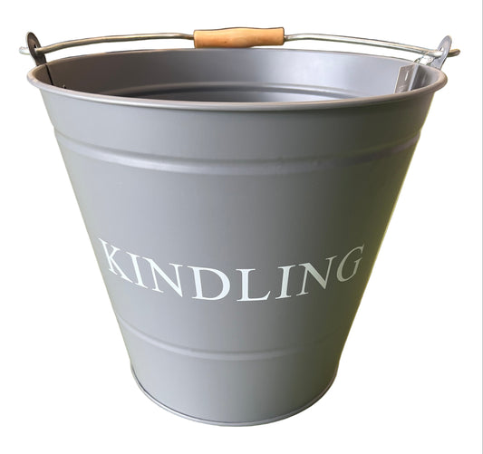 Stylish Grey Kindling Fireplace Bucket Fuel Storage