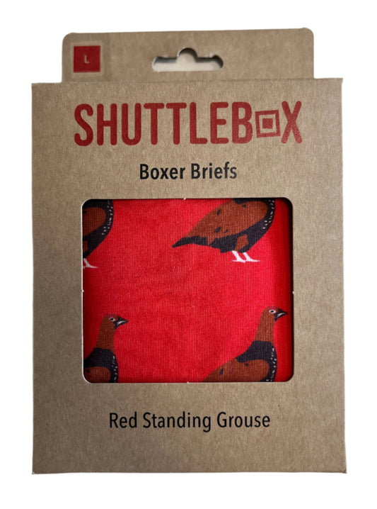 Shuttlebox Red Standing Grouse Boxer Briefs Size Large