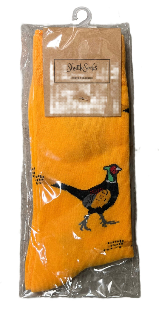 Shuttle Socks Orange Pheasant Pattern Size UK 8-12