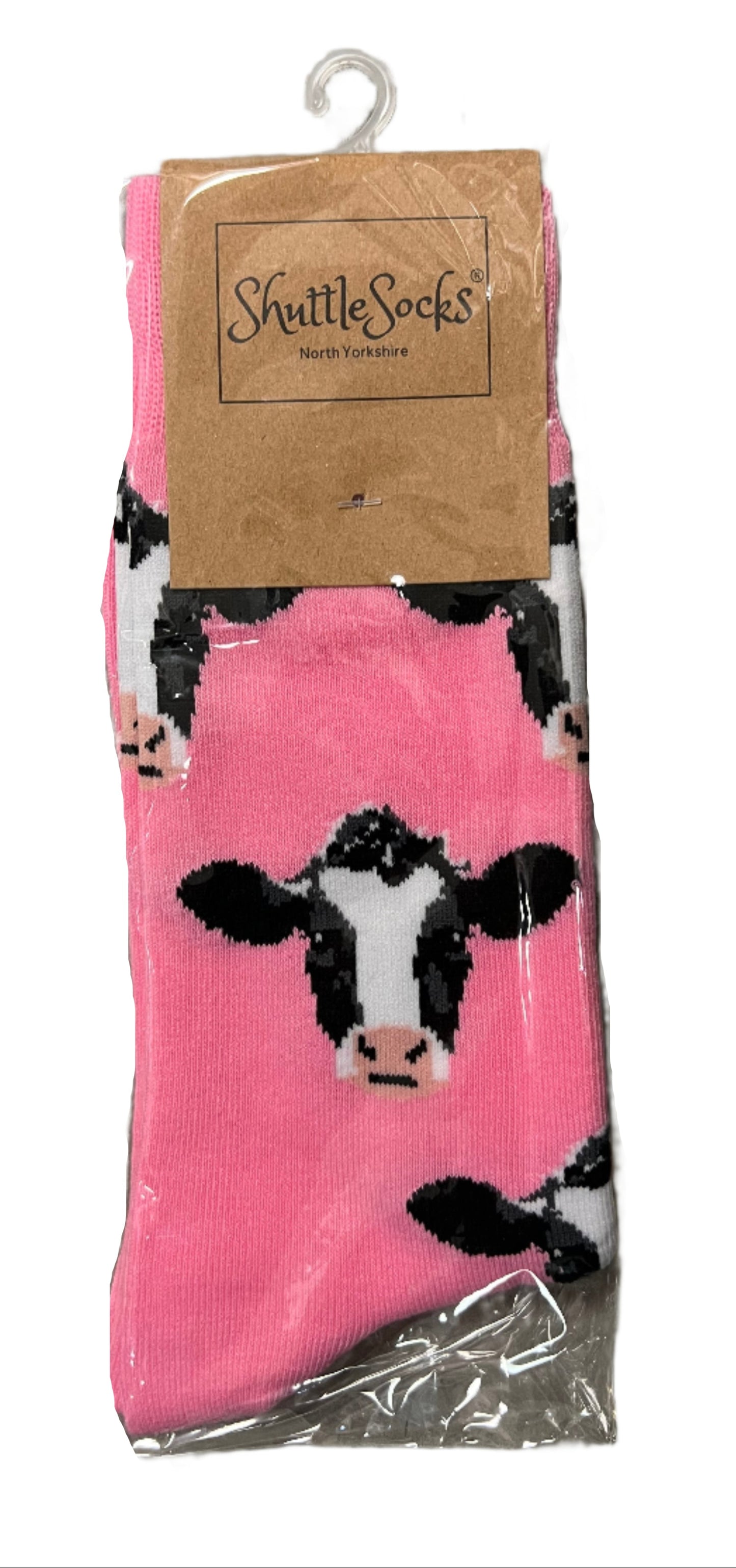 Shuttle Socks Pink Cow Pattern Size UK 3-7