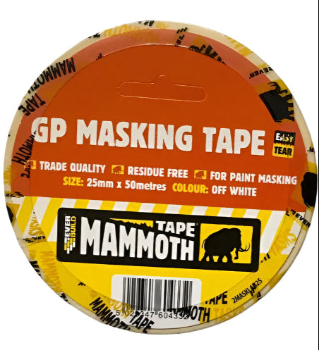 Mammoth GP Masking Tape For Paint Masking 25MM X 50M