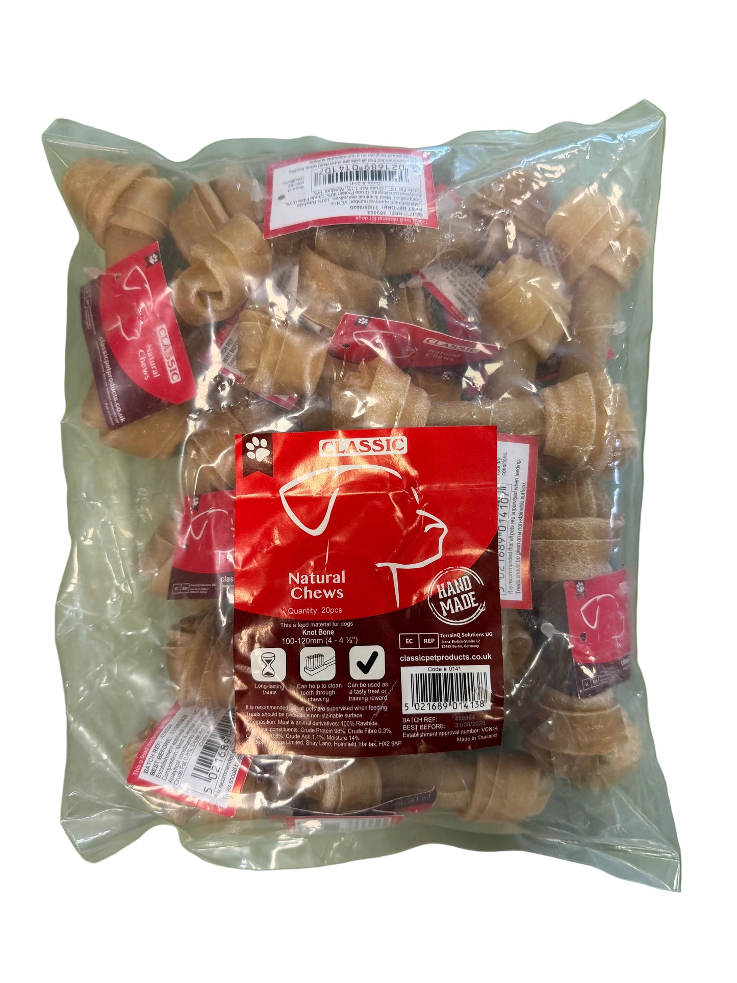 Classic Hand Made Knot Bone Natural Dog Chews Pack