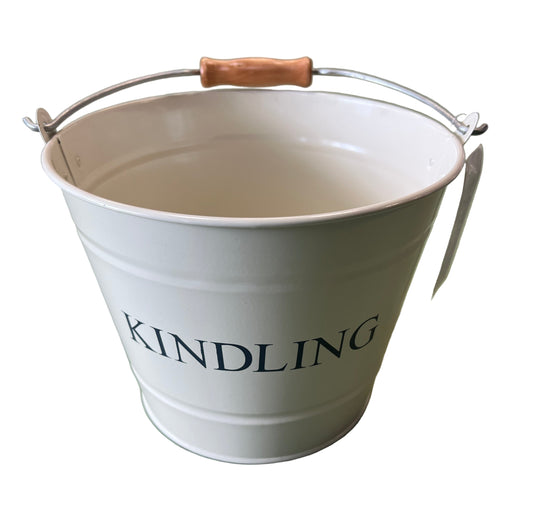 Stylish Small Cream Kindling Fireplace Bucket Fuel Storage