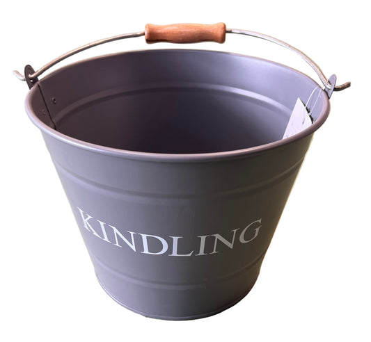 Stylish Small Grey Kindling Fireplace Bucket Fuel Storage