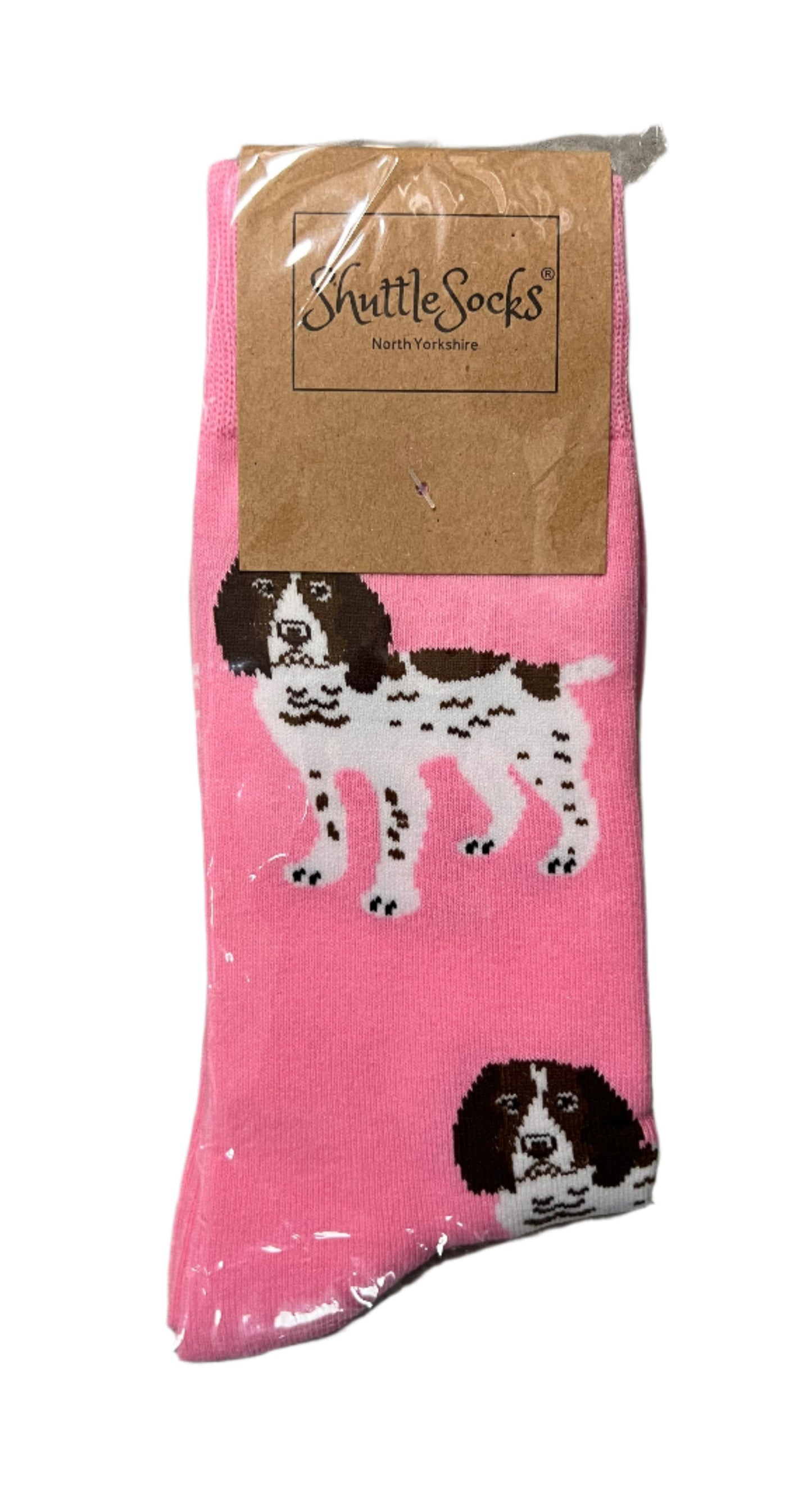 Shuttle Socks Pink Spaniel Dog Pattern Size UK 3-7