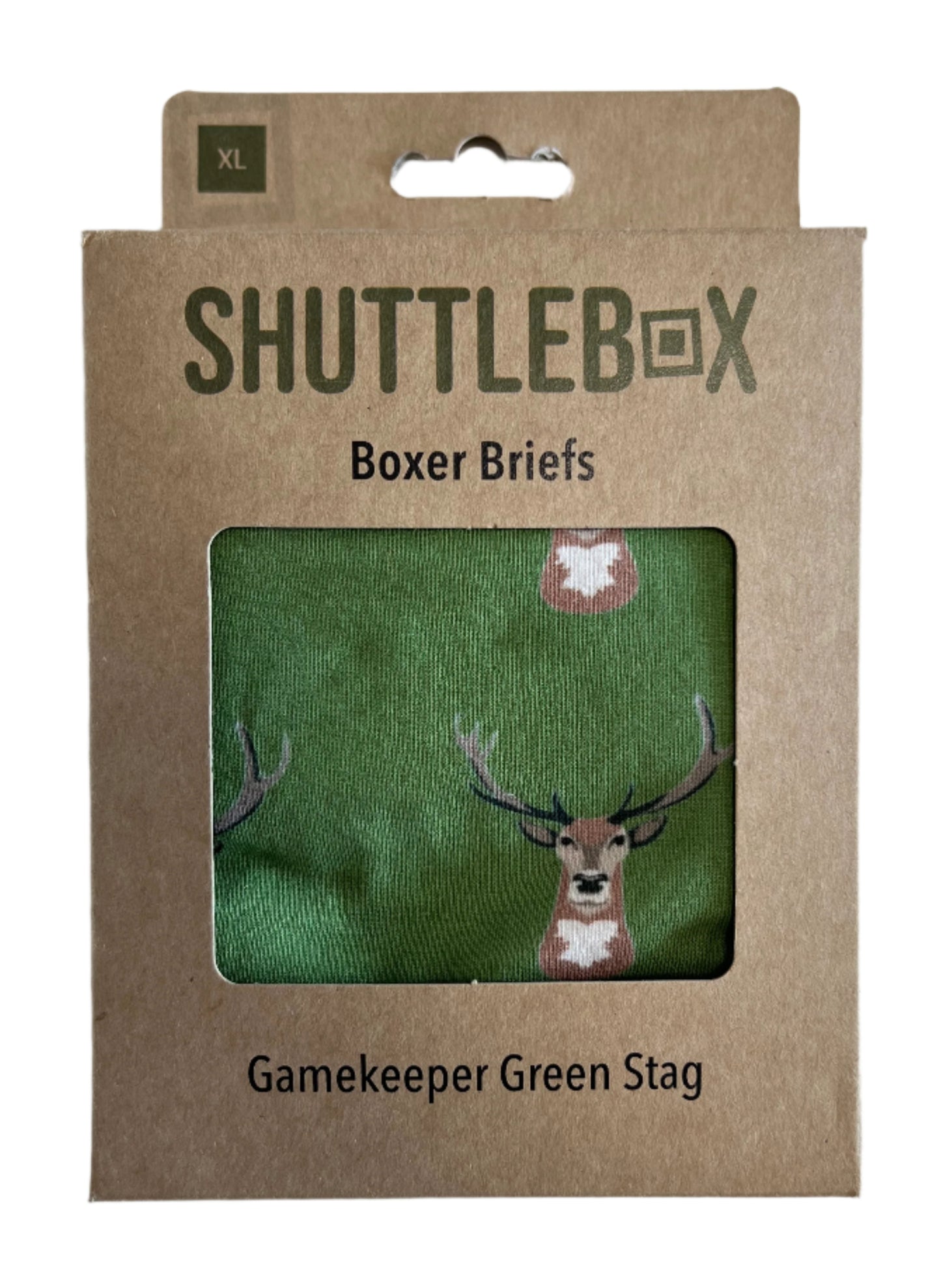 Shuttlebox Gamekeeper Green Stag Boxer Briefs Size XL