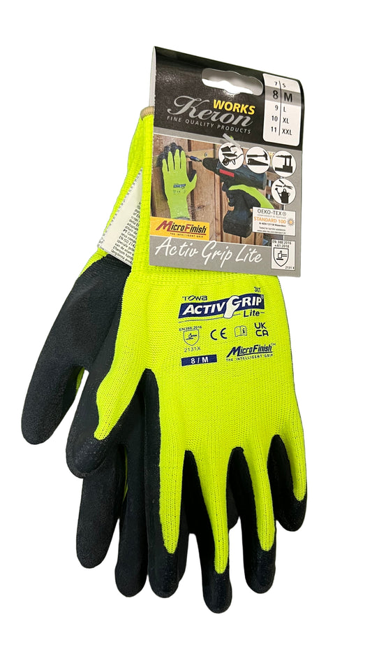 Keron Works Active Grip Lite Yellow Work Gardening Safety Glove