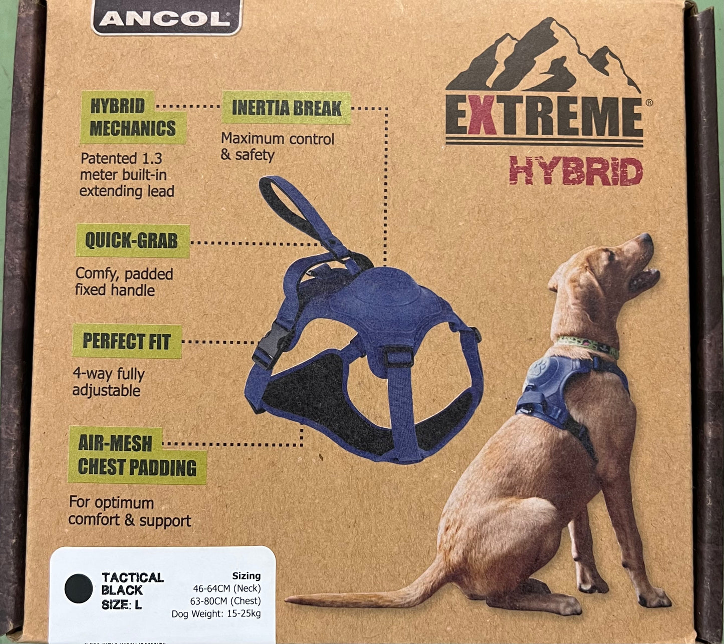 Ancol Extreme Hybrid Dog Harness With Built In Extending Lead