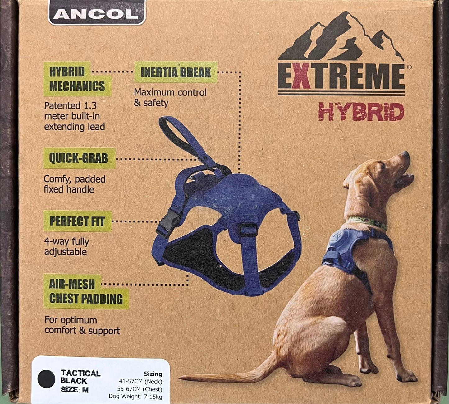 Ancol Extreme Hybrid Dog Harness With Built In Extending Lead