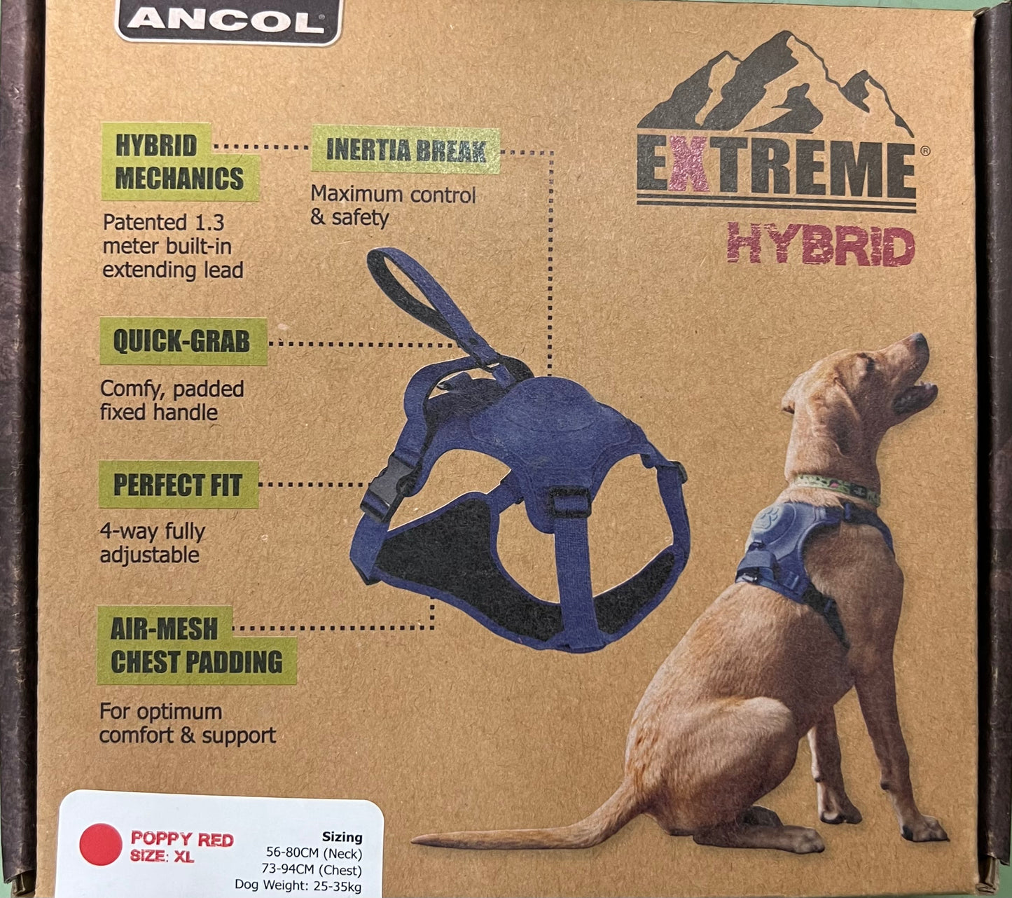 Ancol Extreme Hybrid Dog Harness With Built In Extending Lead
