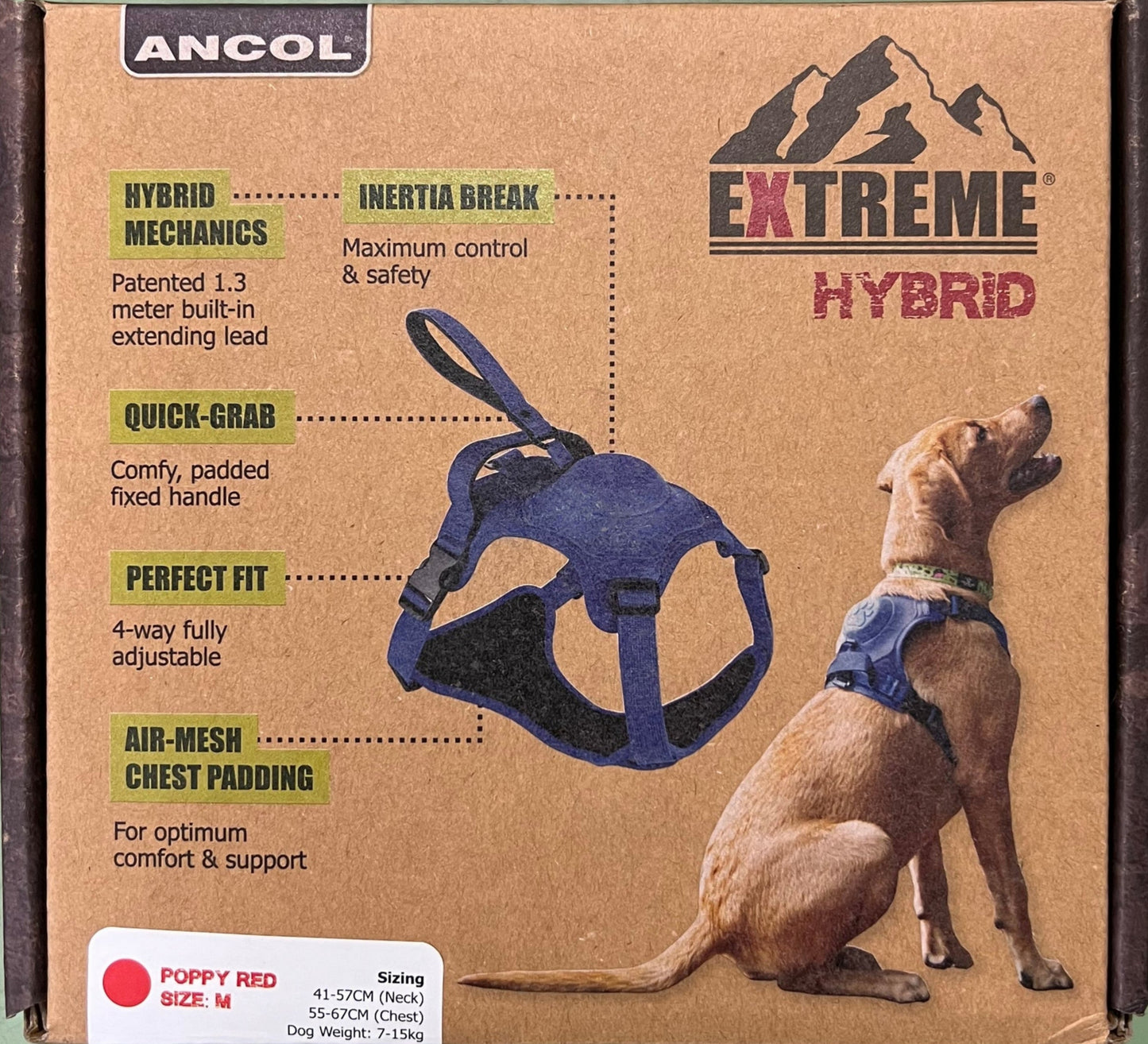 Ancol Extreme Hybrid Dog Harness With Built In Extending Lead