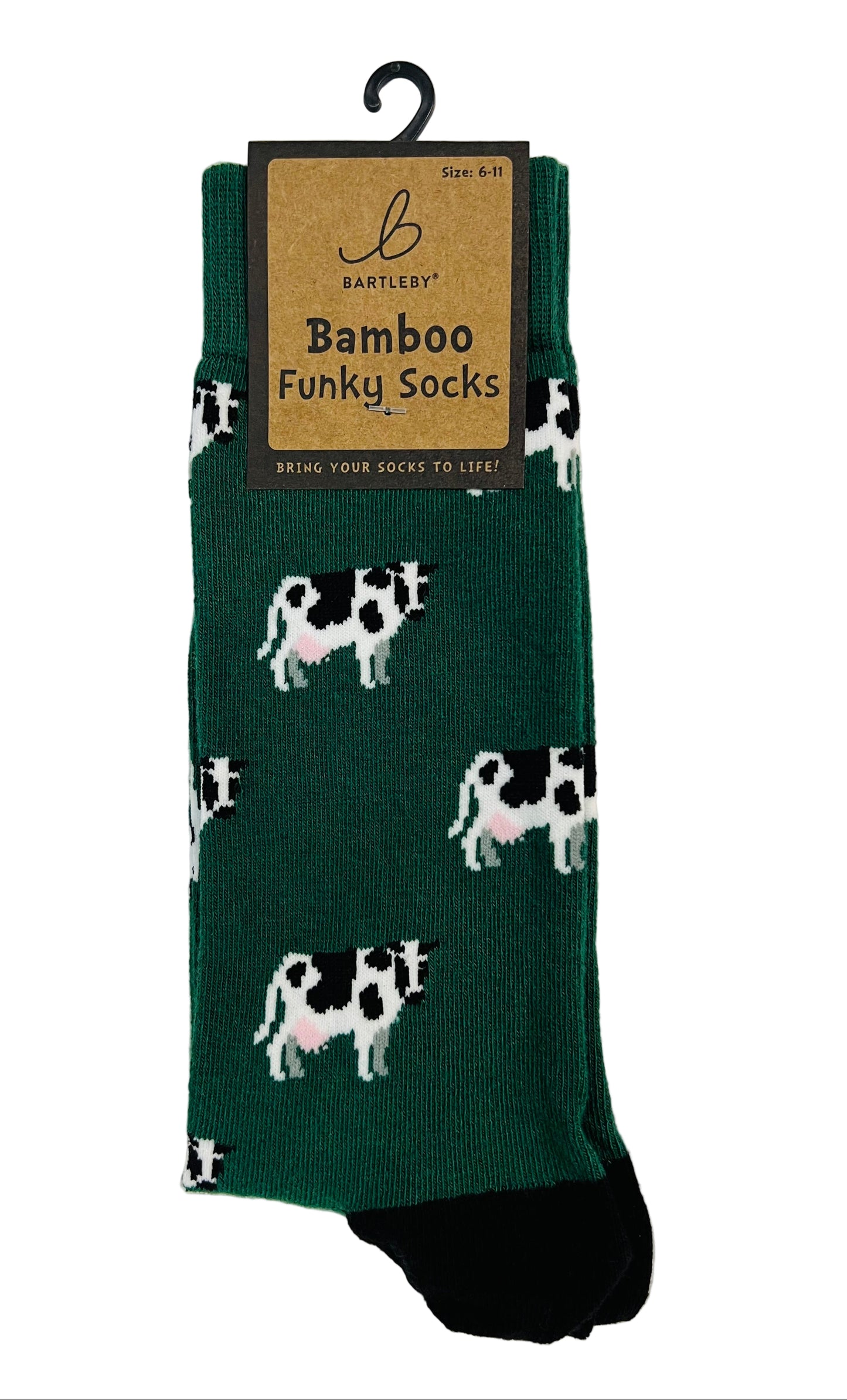 Milking Cows Bamboo Socks — Men’s 6–11 (Green or Grey, Funky Design)