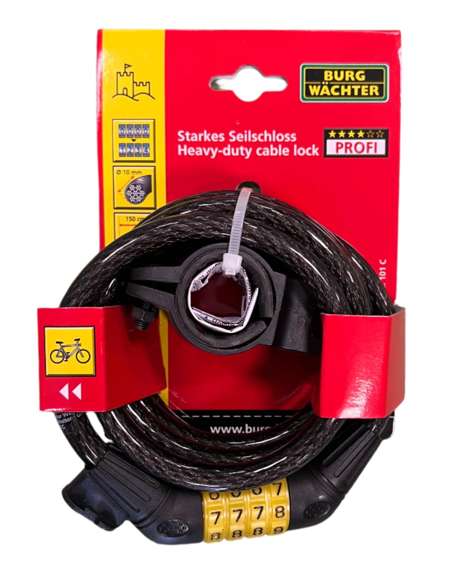 Burg Wachter Heavy Duty Cable Combination Lock 10mm x 150cm
