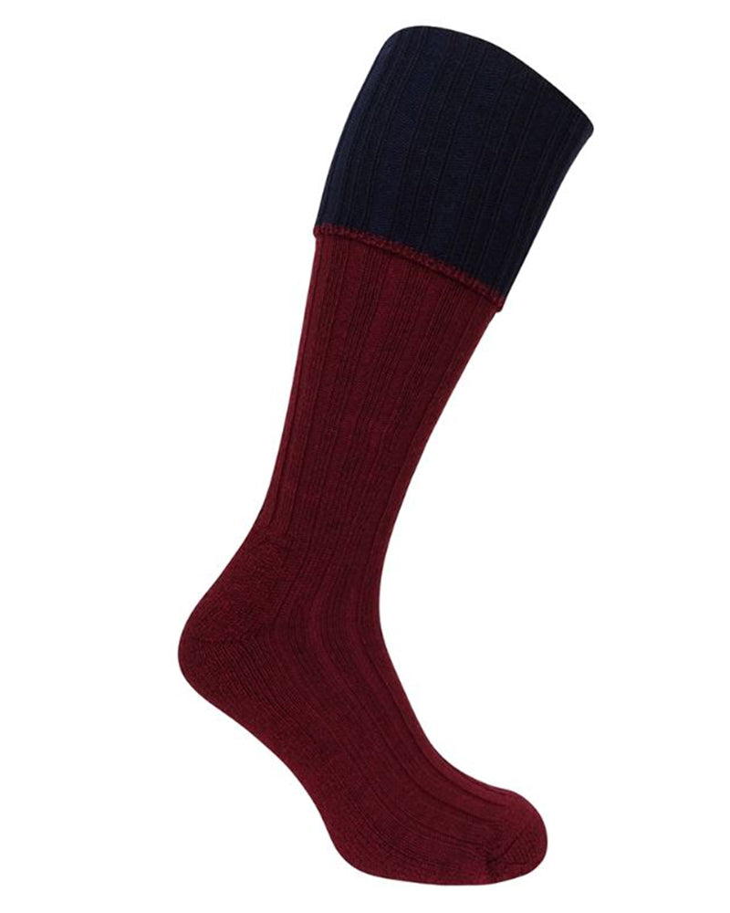 Hoggs Contrast Turnover Top Stockings Red/Navy