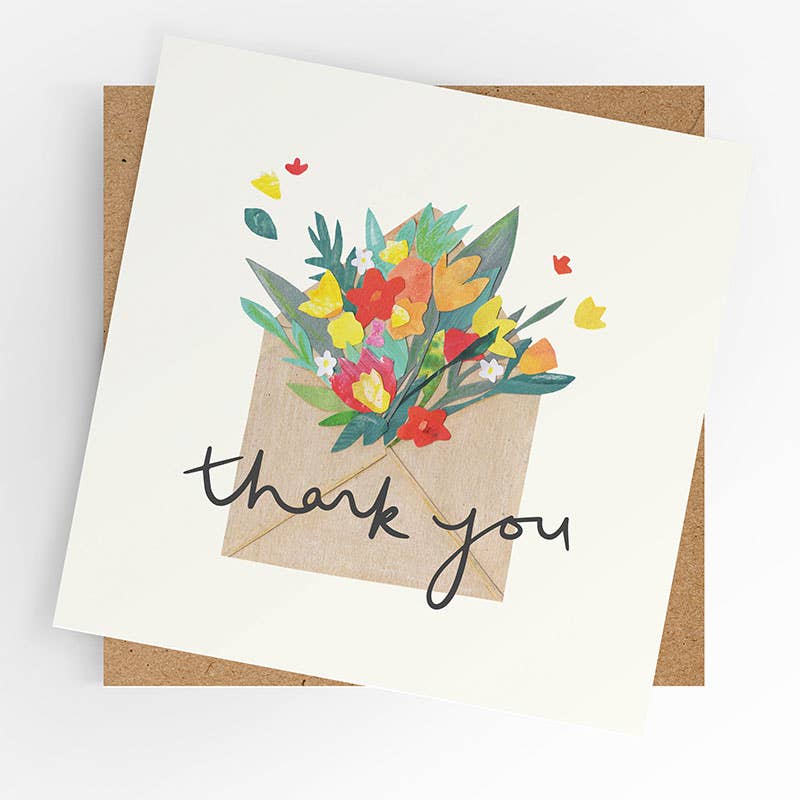 Thank you card, Thank you flowers in envelope