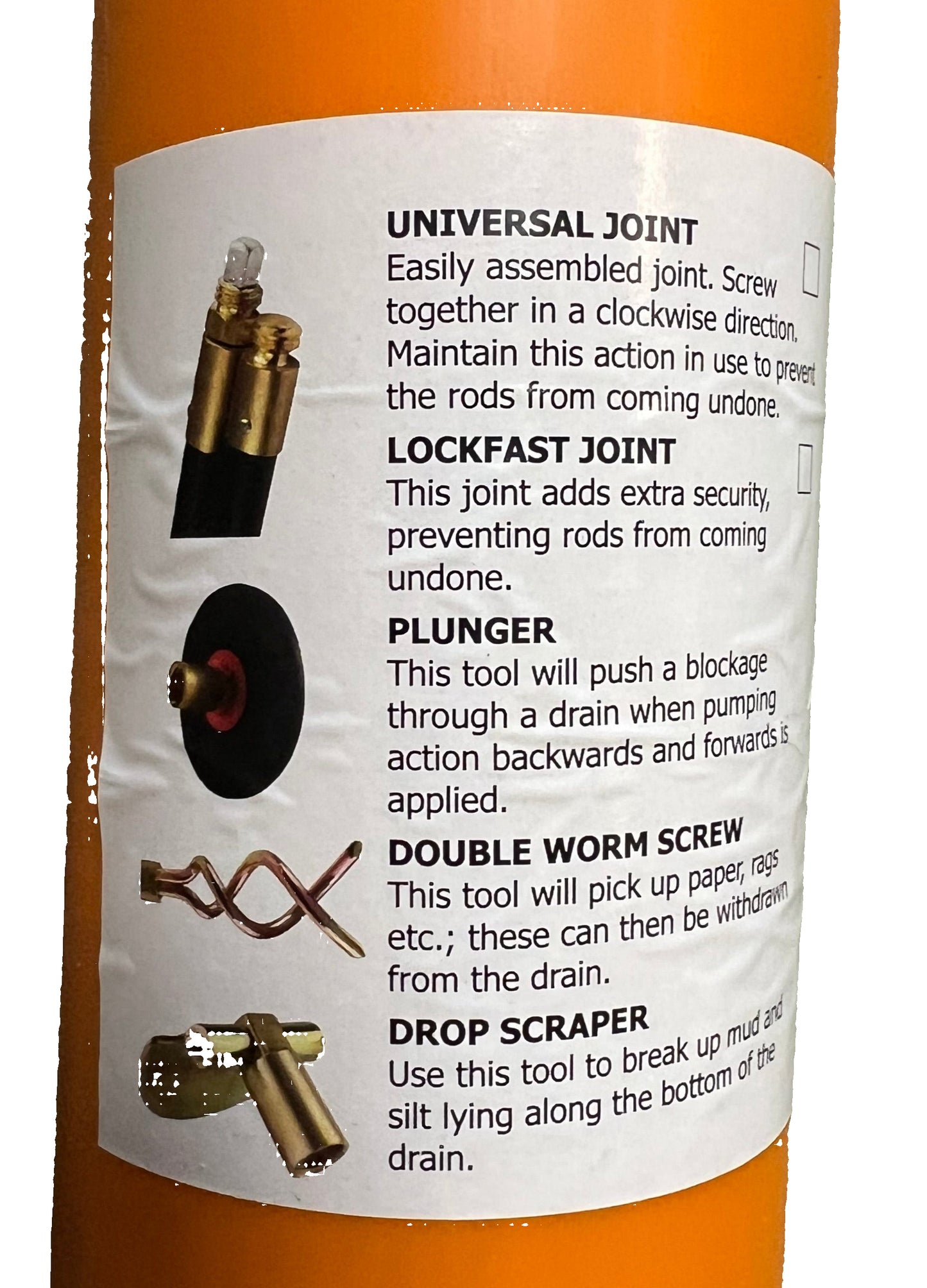 Drain Master 30FT Drain Clearing Set With Rods & Tools