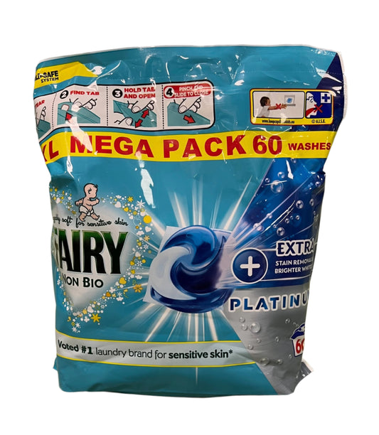 Fairy Non Bio Platinum Pods Laundry Detergent Extra Stain Removal