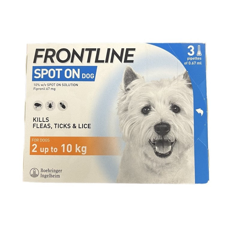Frontline Spot On Dog Kills Fleas, Ticks & Lice 3 Pipettes Pack