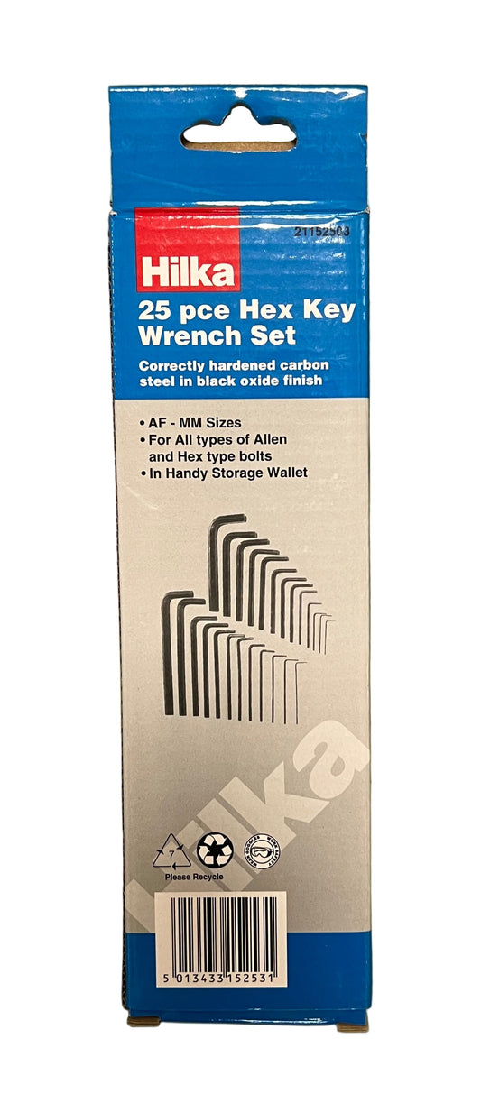 Hilka 25 Piece Hex Key Wrench Set AF-MM Sizes