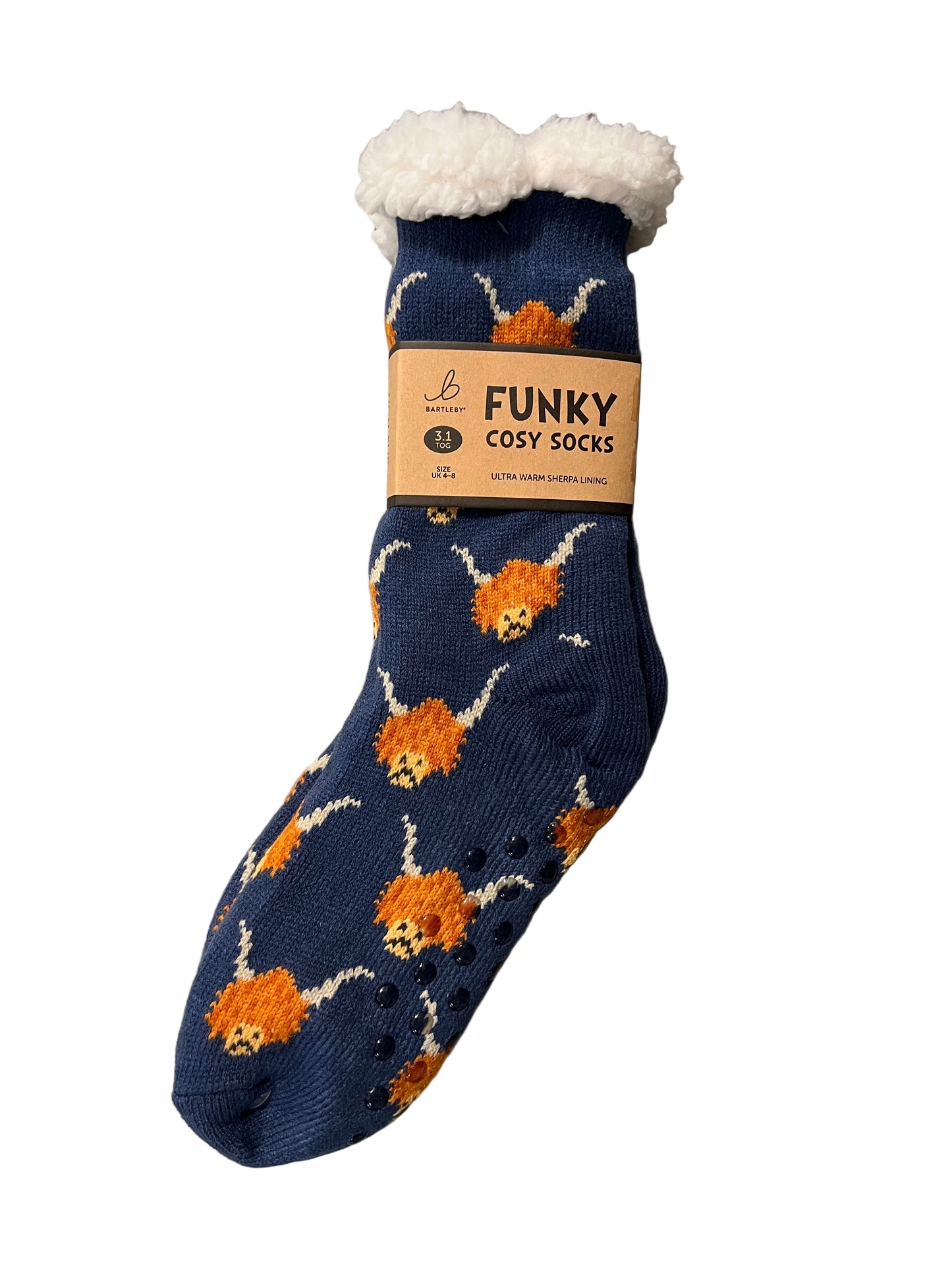 Highland Cow Sherpa Fleece Lined Funky Cosy Socks | Women’s 4–8 | Winter Gift