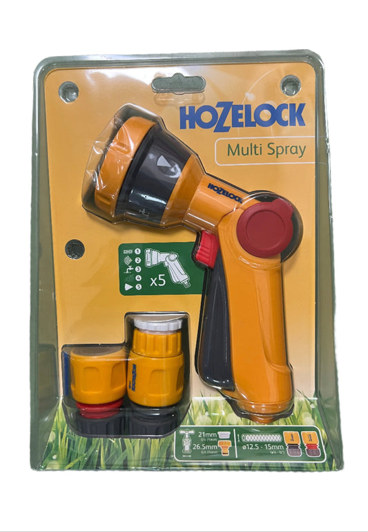 Hozelock Multi Spray Hose Pipe Gun & tap Connector Kit