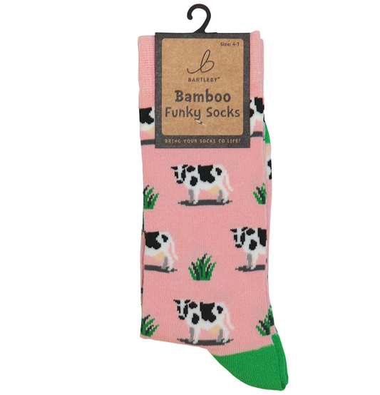 Ladies Bamboo grazing cow design Socks