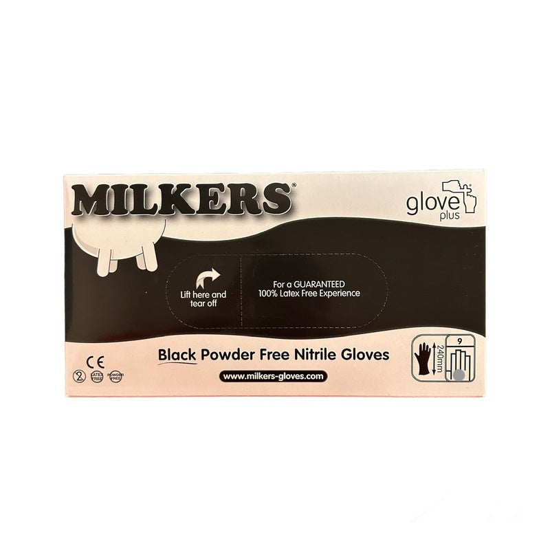 Milkers Black Powder Free Nitrile Gloves