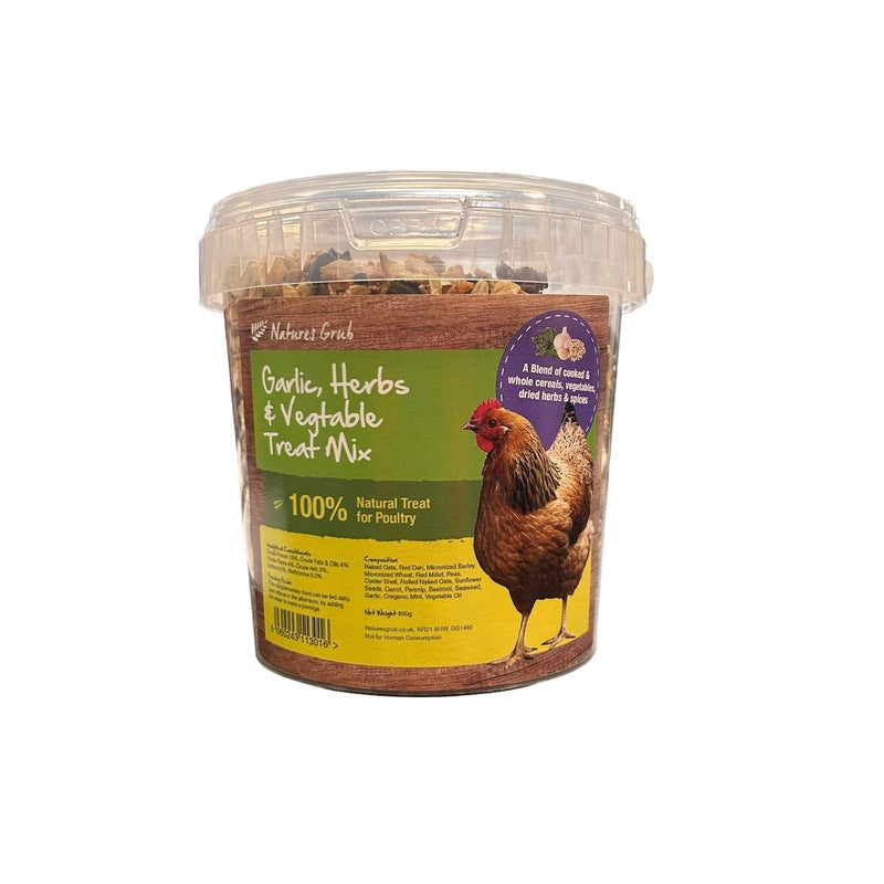 Natures Grub Garlic/Veg 600G 100% Natural Treat Mix For Poultry
