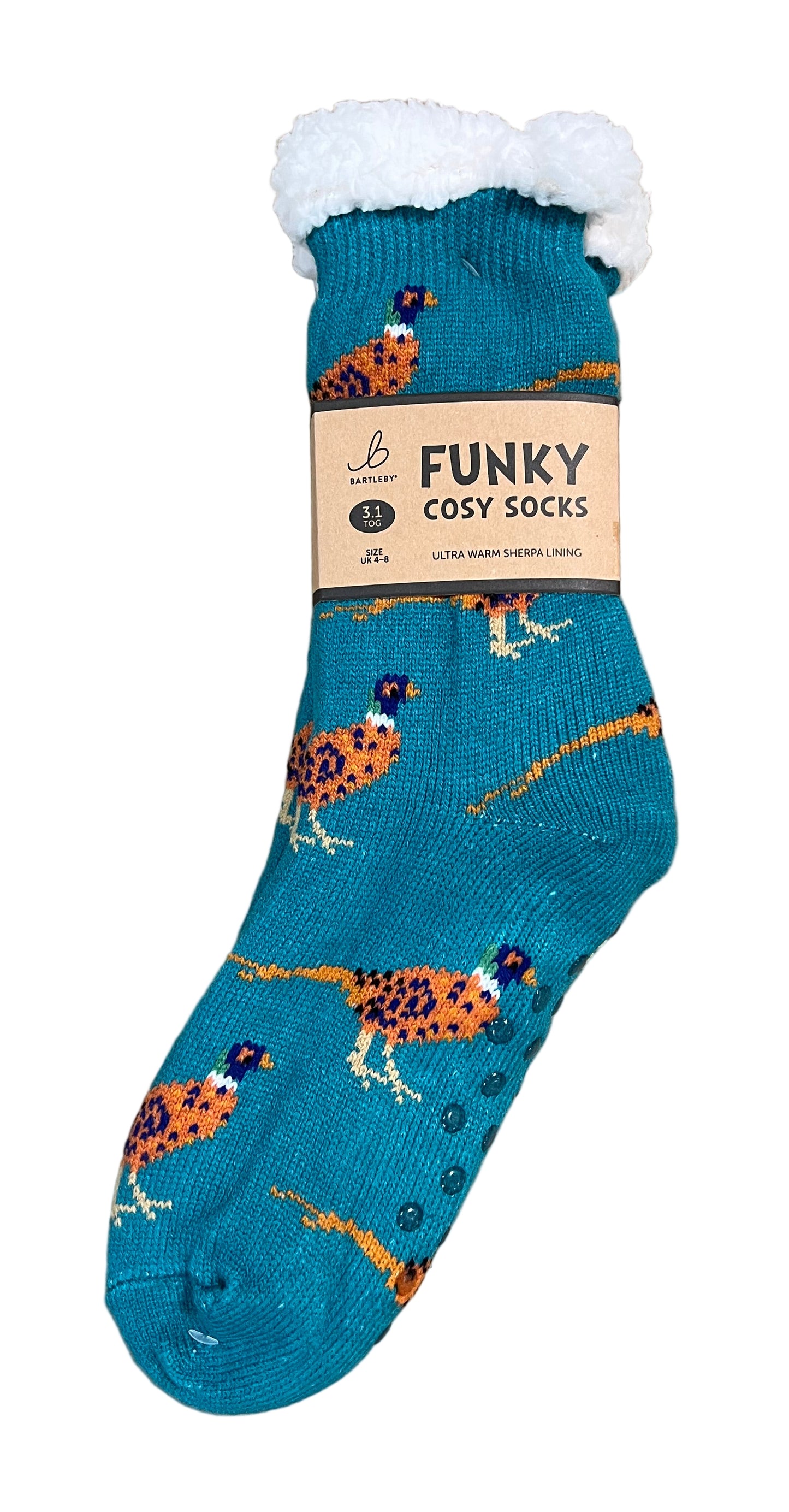 Pheasant Sherpa Fleece Lined Funky Cosy Socks - Women’s 4–8