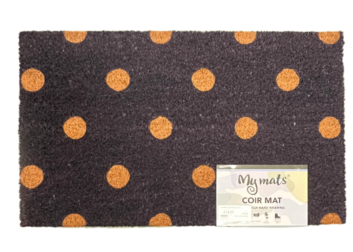 My Mats Coir Doormat Printed Polka Dot 45x75cm
