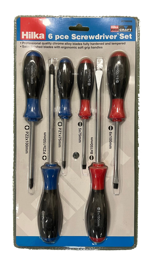 Hilka 6 Pce Screwdriver Set With Soft Grip Handles